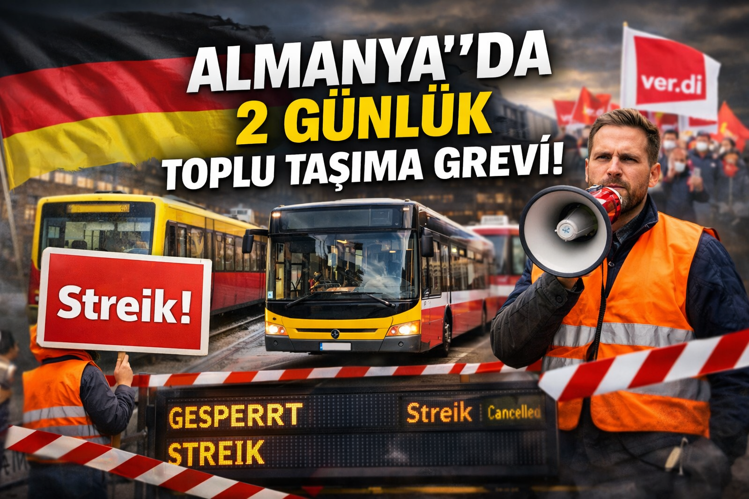 Almanya’da Toplu Taşıma Çalışanları 2 Günlük Uyarı Grevine Gidiyor